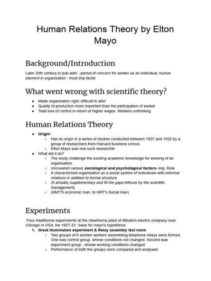 What is human relation theory PDF
