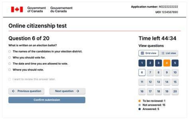 What is the passing score for Canadian citizenship test