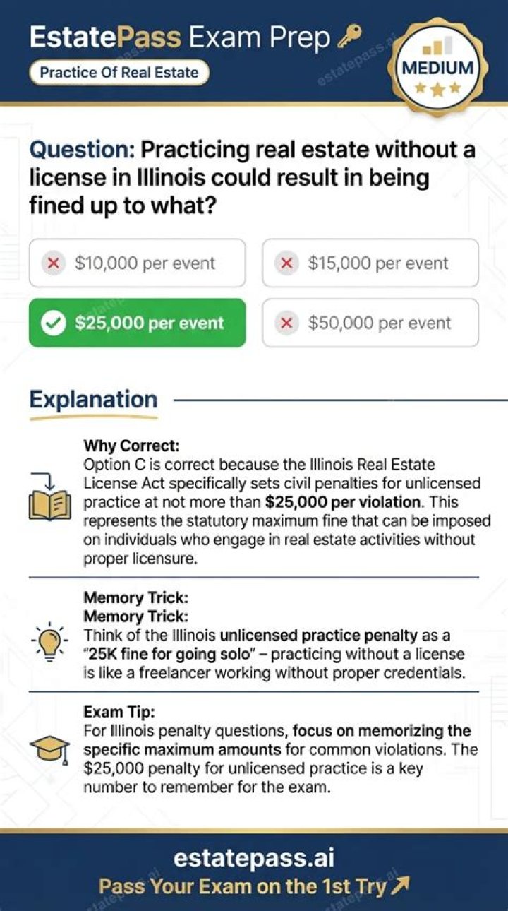 What is the penalty for practicing real estate without a license